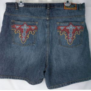 Embroidered Pocket Jean Shorts by Paris Angel High Waist